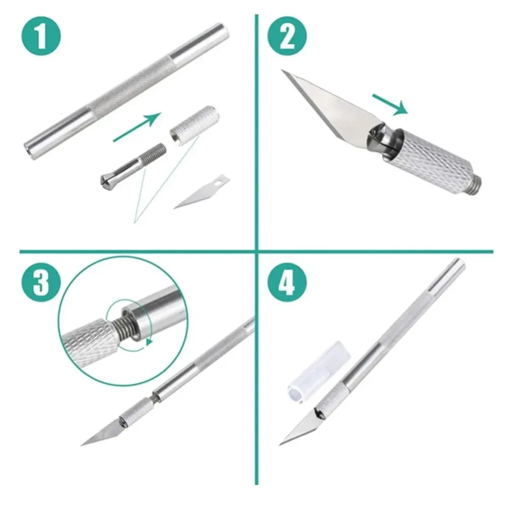 Прецизійні ножі 3шт і 13 змінних лез для дерева шкіри пластику набір у кейсі Київ - фото 10