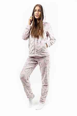 Домашний теплый костюм (пижама) женский розовый 