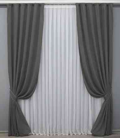 Комплект готовых штор VR-Textil Микровелюр Petek № 1484ш Серый 150х270 см 2 шт (33-0928) Киев