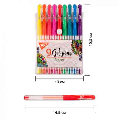 Ручка гелевая Yes набор Neon 9 штук (420432) Винница