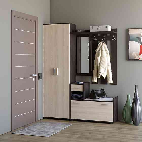 Прихожая Эверест Тандем с распашным шкафом ШП-1 и тумбой (левая) венге темный+дуб молочный (DTM-2353) Львов
