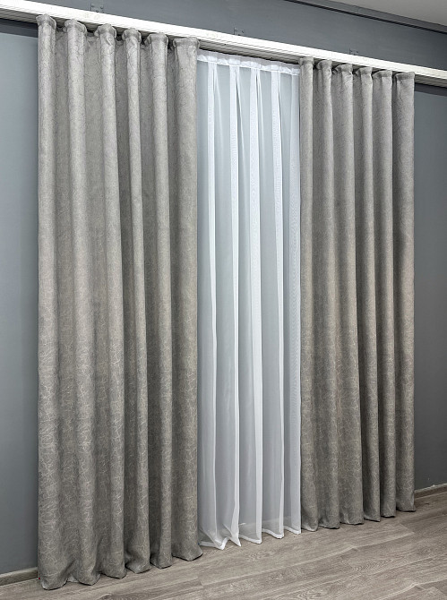 Комплект штор VR-Textil Жаккард Viva Marmo № 1796ш Светло-серый 150х270 см 2 шт (33-0752) Киев - изображение 4