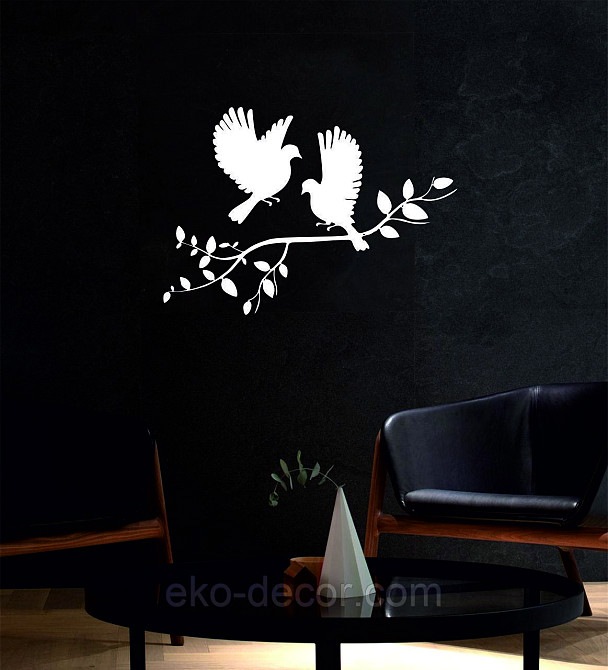 Декоративное настенное Панно «Птички Два голубя», Декор на стену 70*44 см, Белый Киев - изображение 1