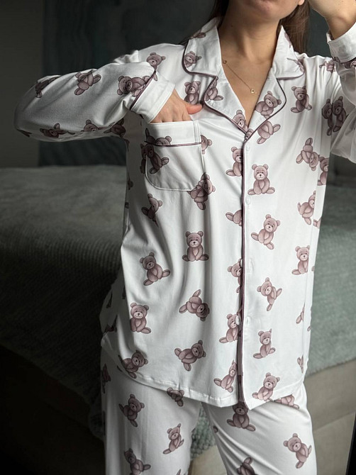 Жіночий домашній комплект-двійка з ведмедиками котон M Одеса - фото 2