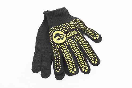 Рукавиці робочі 60% бавовна/40% поліестер 10", клас в'язки 7, чорний, жовта точка ПВХ SP-0128 Київ