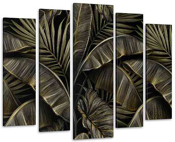 Модульна картина у вітальню / спальню Абстракція Золоті Листя Art-456_5 ( 80х118см ) Київ