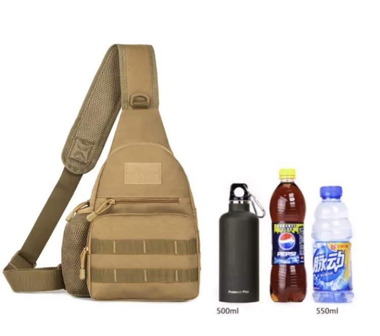 Мужская сумка тактическая через плечо цвет комуфляж - размер 35*20*12см 3 кармана спереди и 1 кармашек боковой Киев - изображение 8