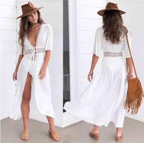 Пляжний халат середньої довжини білий Київ