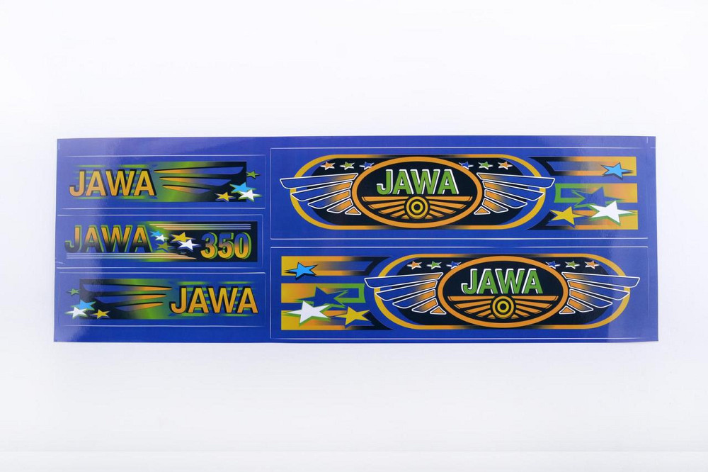 Наклейки (набір) мотоцикл Ява (48х16см, блакитні) Мукачево - фото 1