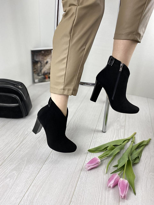 Жіночі черевики VESNA чорні натуральна замша висота каблука 9см розмір 36р. 40р. (9180) Коломия - фото 3