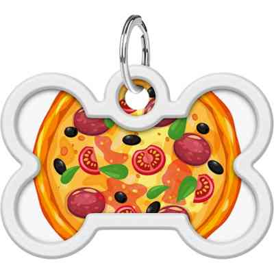 Адресник для животных WAUDOG Smart ID с QR паспортом "Пицца", кость 40х28 мм (231-4038) Винница