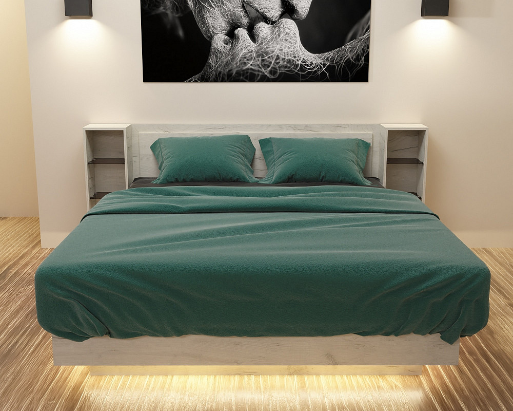 Кровать Кристалл №1 двуспальная, Дуб Крафт Білий, 2035х2176х850 Львов - изображение 2