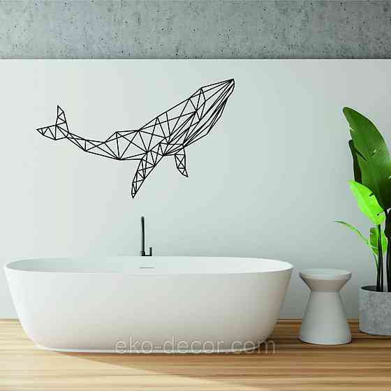 Декоративное настенное Панно «Кит», Декор на стену 90*54 см, Черный Киев