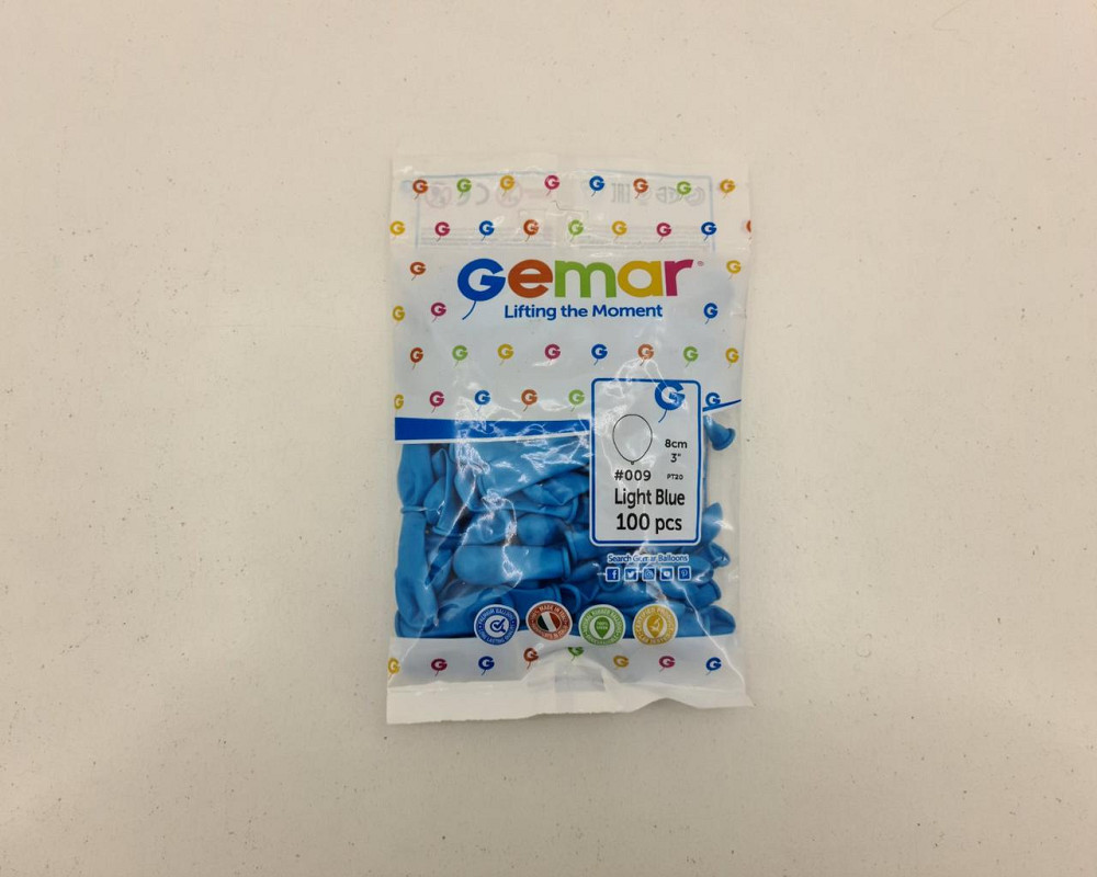 Повітряні кульки 3" (8 см) пастель блакитні латексні бомбочки 100 шт Gemar (1 пачка) Харків - фото 2