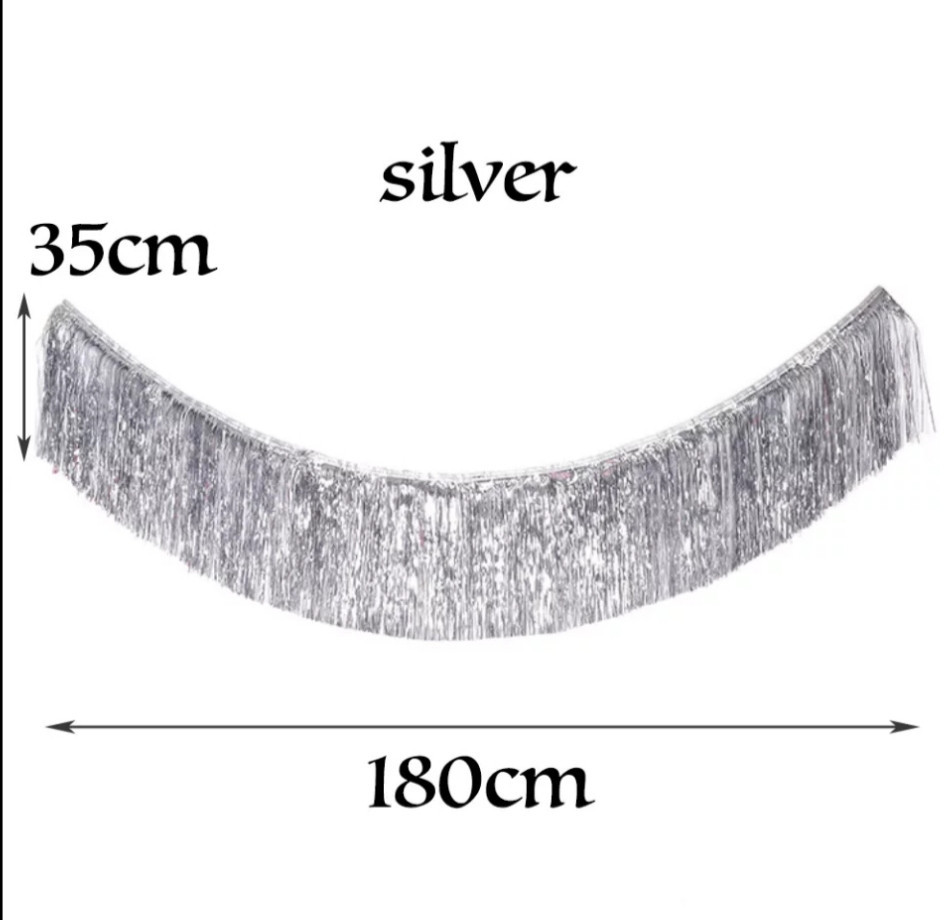 Дождик гирлянда 180 на 35 см серебристый Киев - изображение 2