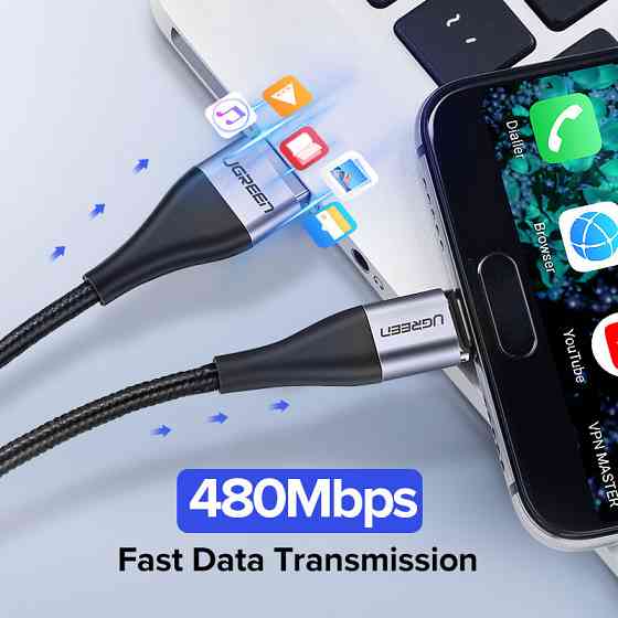 Магнитный кабель USB Type-C Ugreen для зарядки и передачи данных (Черный, 1м) Николаев