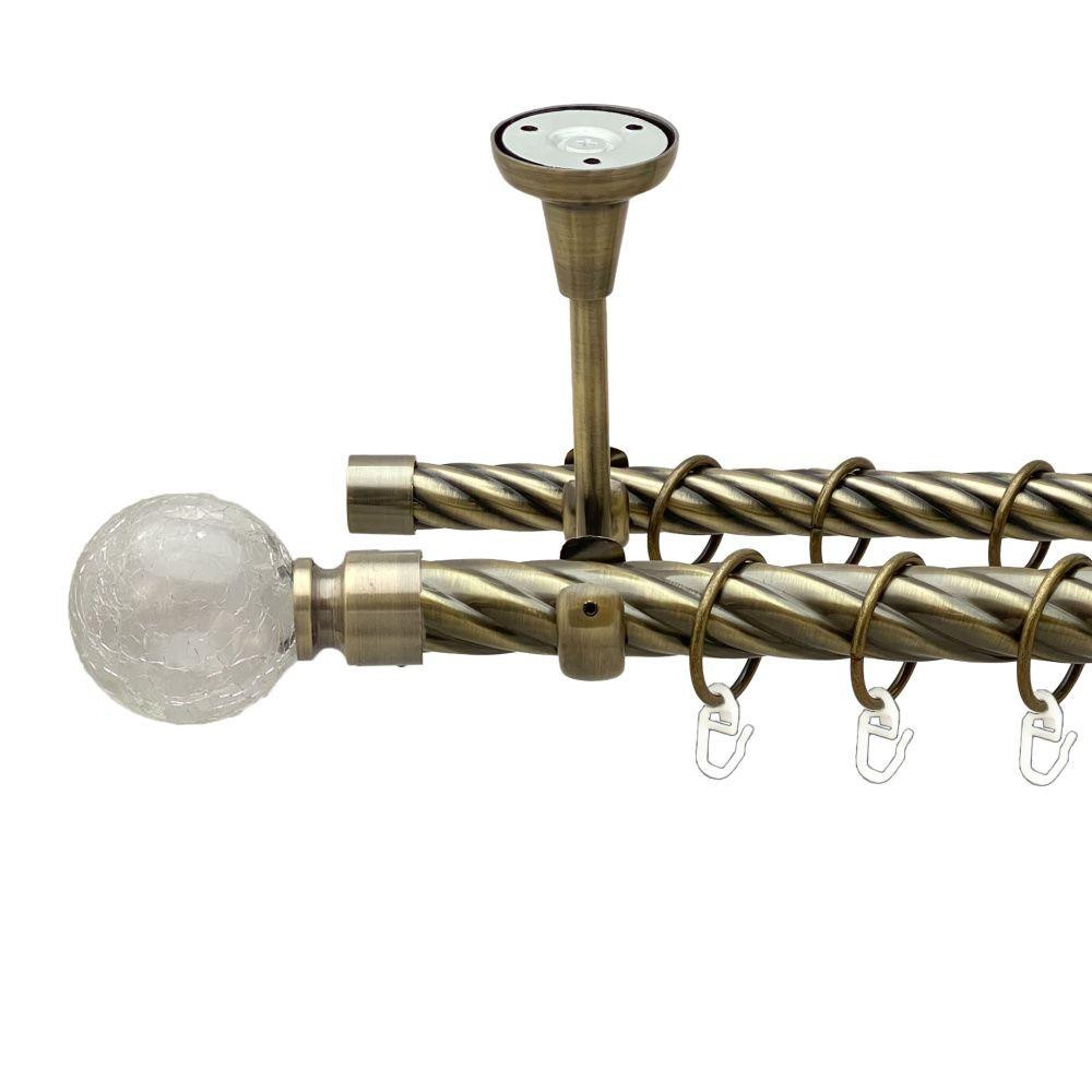 Карниз Orvit Сепія металевий дворядний відкритий до стелі скручена труба кільце металеве Антик 25\19 мм 200 см Львов - изображение 1