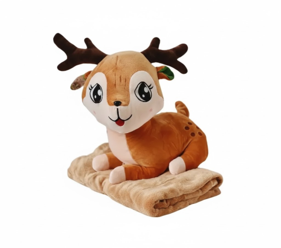 Плед-игрушка подушка 3 в 1 Олень Бемби пледом внутри для детей Коричневый 7419BR SBR Киев