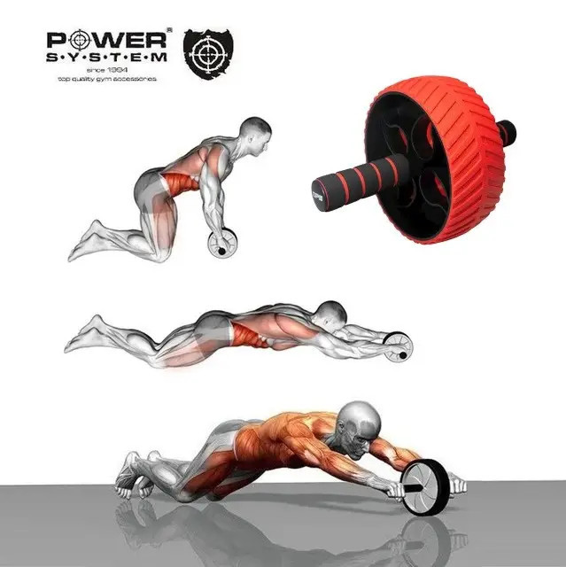 Ролик тренажер колесо для пресса гимнастический PowerSystem 4107 Full Grip+коврик Киев - изображение 8