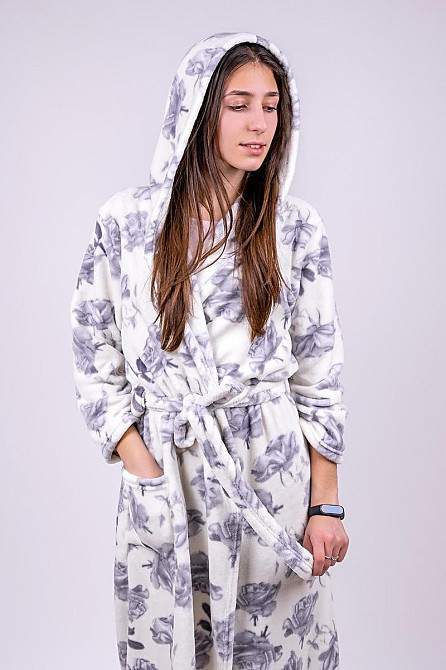 Халат теплий жіночий "Троянди" молочний Київ - фото 3