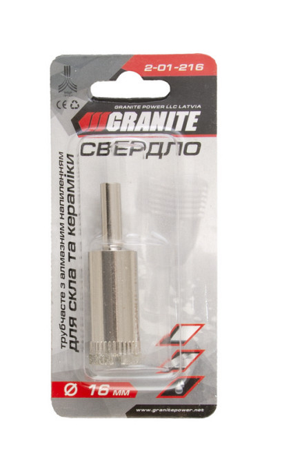 GRANITE Свердло для скла та кераміки GRANITE трубчасте з алмазним напиленням 16 мм 2-01-216 Київ - фото 2
