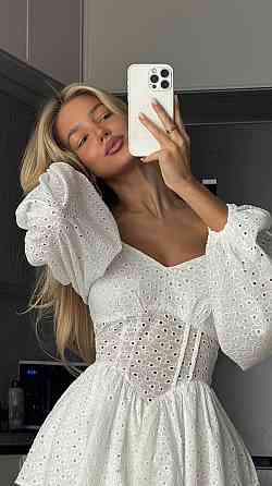 Женское легкое романтичное мини платье из натуральной ткани прошва 46/48 Одесса