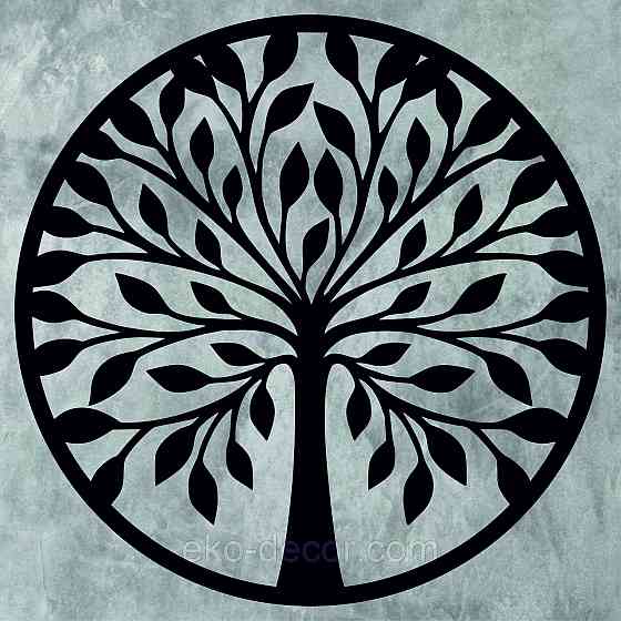 Декоративное настенное Панно «Дерево» Декор на стену 70*70 см, Черный Киев