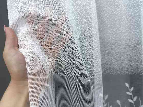 Короткая тюль, высота 1,6 м, жаккард цвет белый 1779т Киев