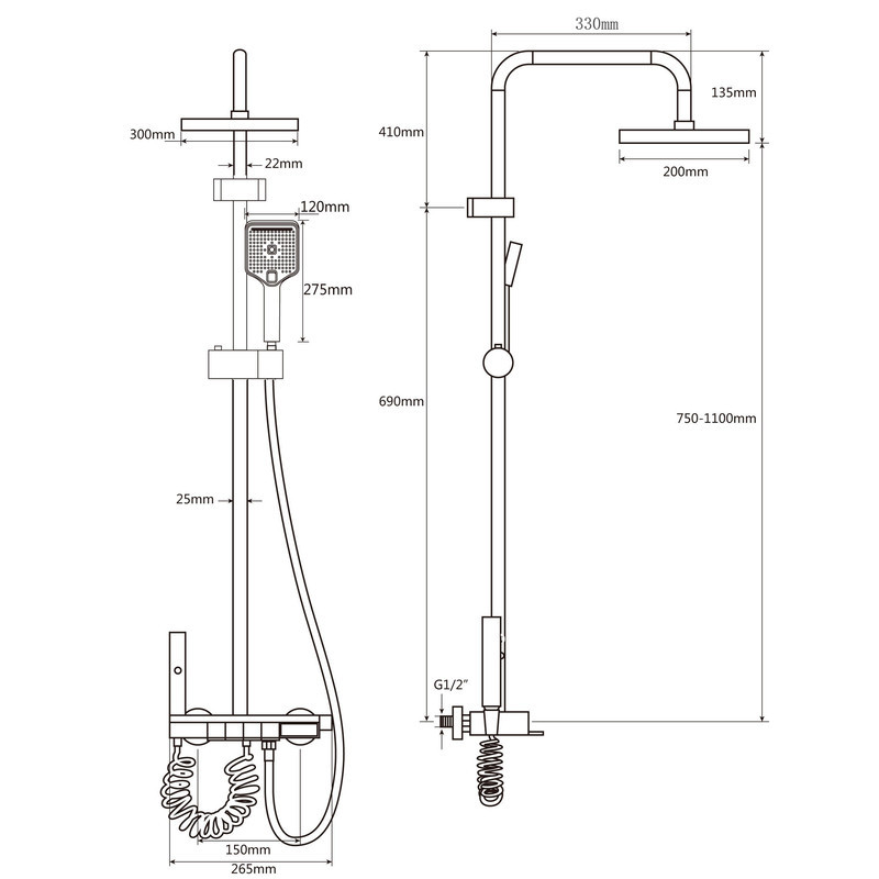 Душевая колонна Champion PBL-009-J Black со смесителем с кнопочным переключателем, 4 режима (CH6499) Киев - изображение 4