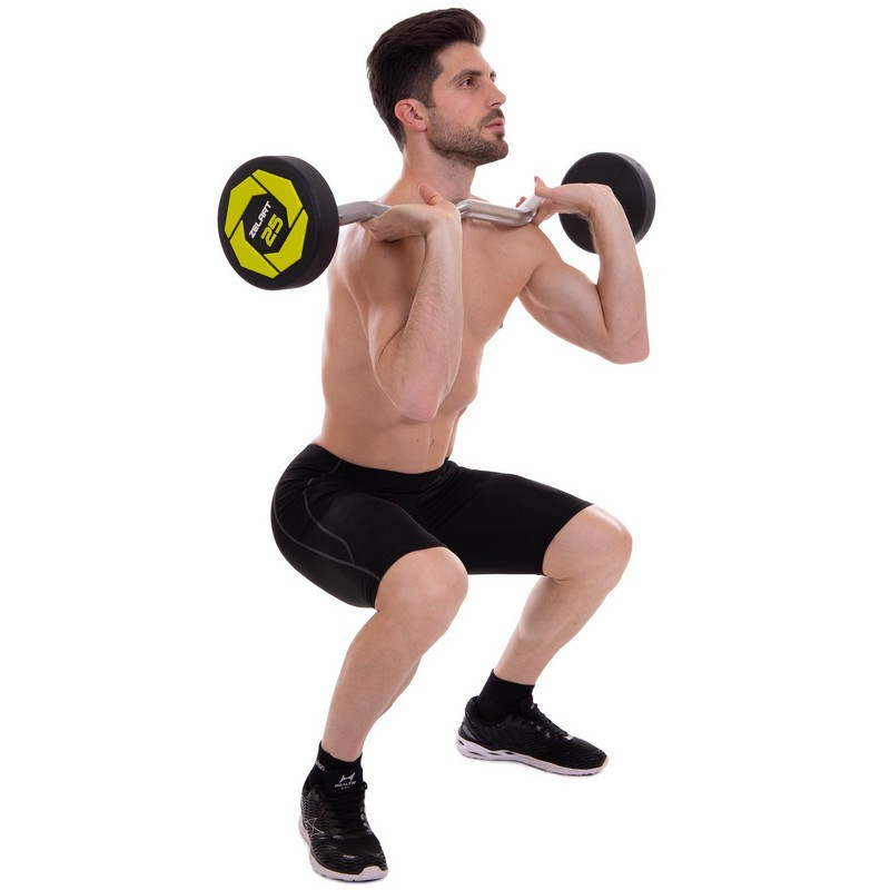 Штанга фіксована вигнута поліуретанова Zelart 2690-25 довжина 106 см 25 кг Київ - фото 8