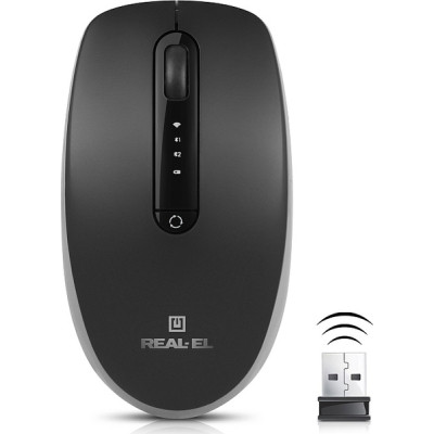Мышка REAL-EL RM-455W Wireless/Bluetooth Black/Gray (EL123200047) Винница - изображение 9