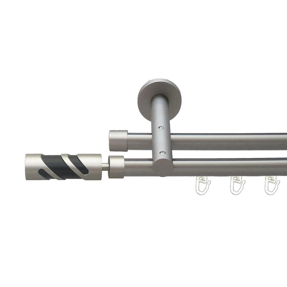 Карниз Orvit Сієна металевий дворядний циліндр на профіль (16 см) профільна труба  Сатин 19\19 мм 240 см (00-00027437) Львів - фото 1