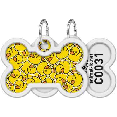 Адресник для тварин WAUDOG Smart ID з QR паспортом "Качечки", кістка 40х28 мм (0640-0204) Вінниця