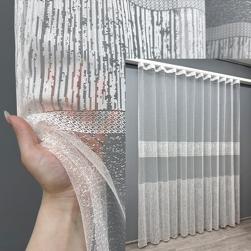 Тюль жаккард, цвет молочный 1644т Киев - изображение 1