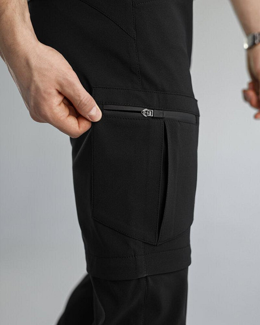 Штани-трансформери чоловічі чорні страйч-плащівка Pobedov Transformer 2.0. Мілітарі штани чоловічі Київ - фото 9