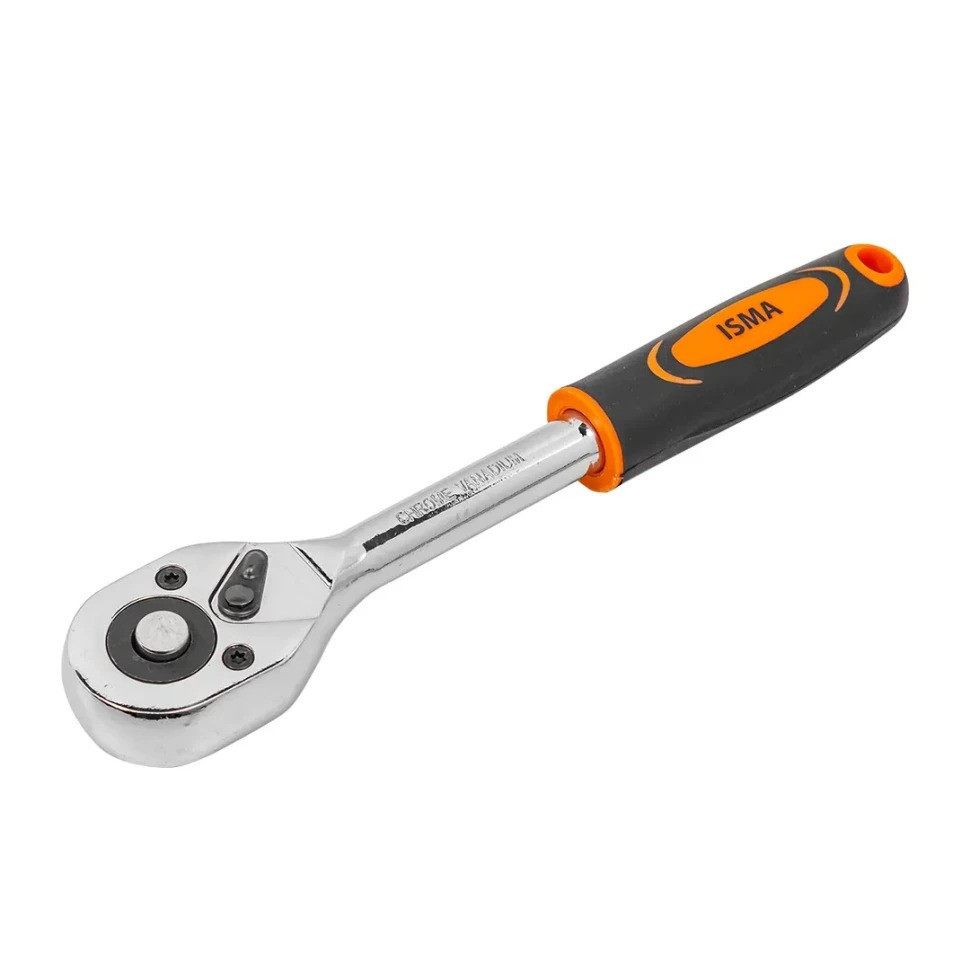 Тріскачка реверсивна з гумовою ручкою 3/8" (45зуб.) ISMA IS-80232 Одеса - фото 1