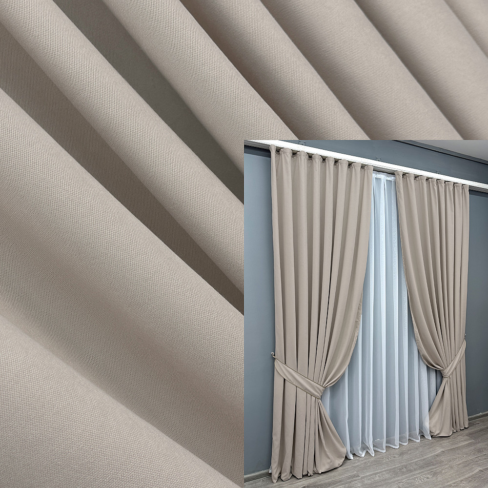 Комплект готовых штор VR-Textil Микровелюр Petek № 1828ш Таш 100х270 см 2 шт (31-0063) Киев - изображение 1