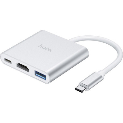 Концентратор HOCO USB-C to USB3.0+HDMI+PD HB14 Silver (6931474725790) Винница - изображение 1