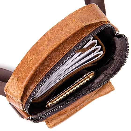 Мессенджер с отверстием для наушников мужской Vintage 20416 Рыжий Киев