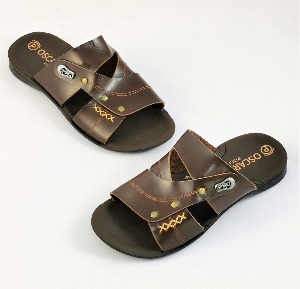 Чоловічі Шльопанці Тапочки Сланці Коричневі Шкіряні (розміри: 41,42,43,44,45) Дніпро - фото 2