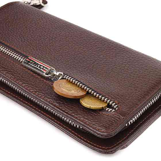 Оригинальное портмоне клатч из натуральной кожи CANPELLINI 21537 Коричневое Киев