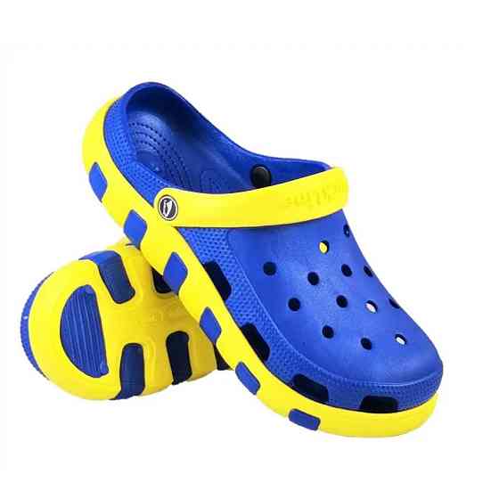 Чоловічі капці CROC$ Жовто-блакитні Крокси Шльопанці Сині (розміри: 40,41,42) Дніпро