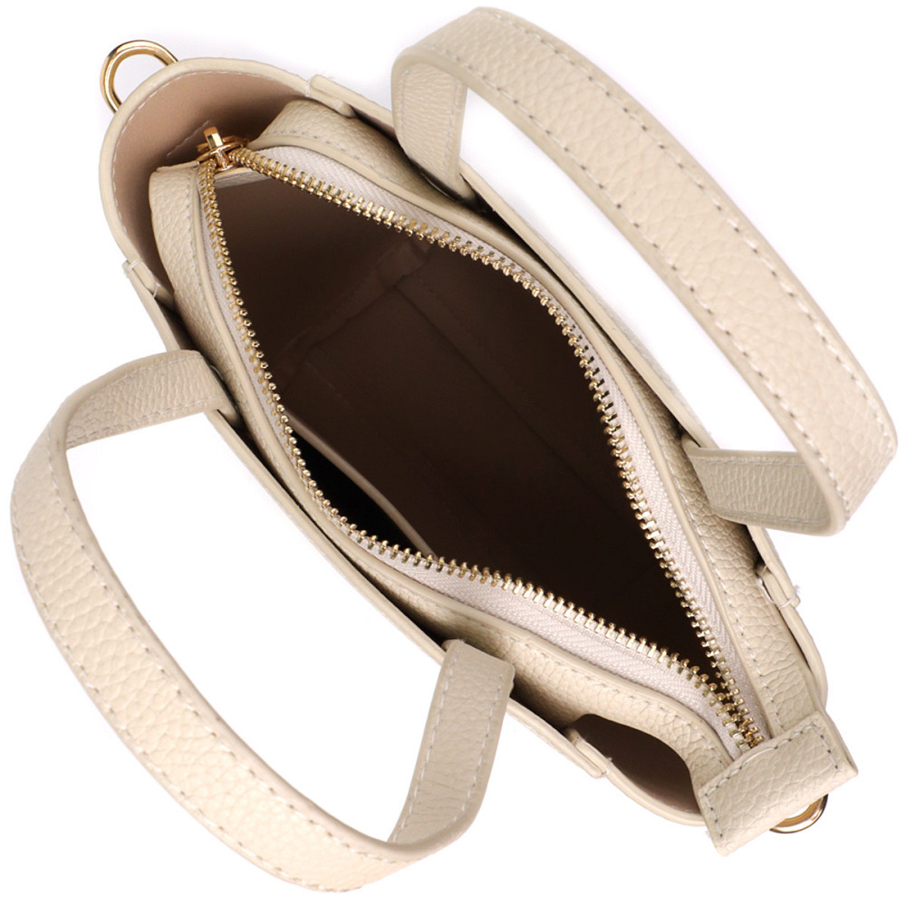 Сумка для жінок із натуральної шкіри з модним трапецієподібним кроєм Vintage 22917 Білий Київ - фото 7