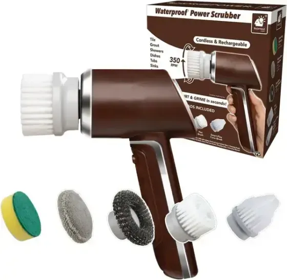 Беспроводная электрическая щетка для уборки и мойки посуды с 5 сменными насадками, USB зарядка Коломия