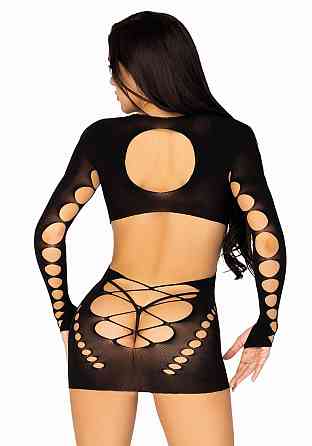 (SALE) Leg Avenue Long sleeve cut out mini dress Black O/S Sex Aura Киев