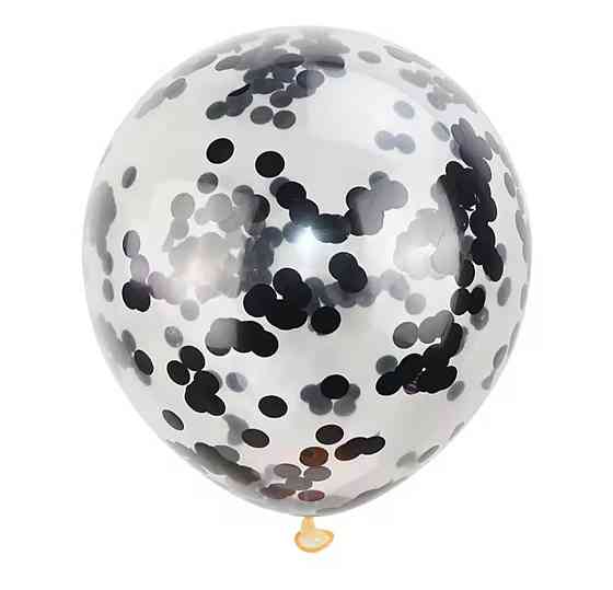 Шарики прозрачные с конфетти черный 12'' 30см Киев