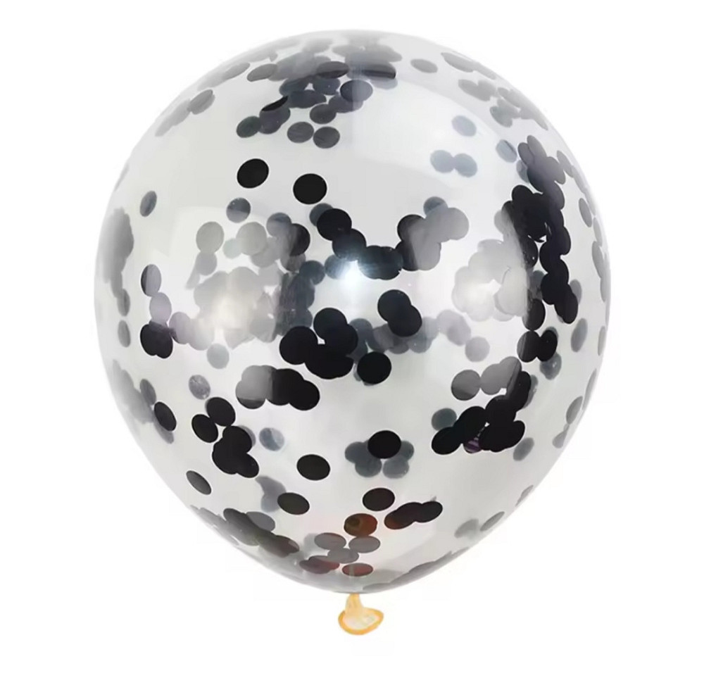 Шарики прозрачные с конфетти черный 12'' 30см Киев - изображение 1