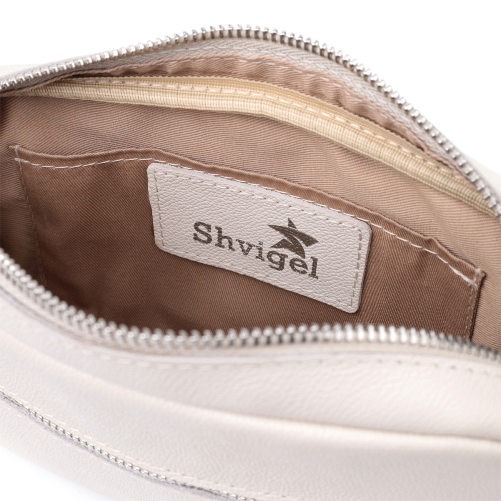 Класична жіноча сумка крос-боді з натуральної шкіри Shvigel 22839 Бежева Київ - фото 8