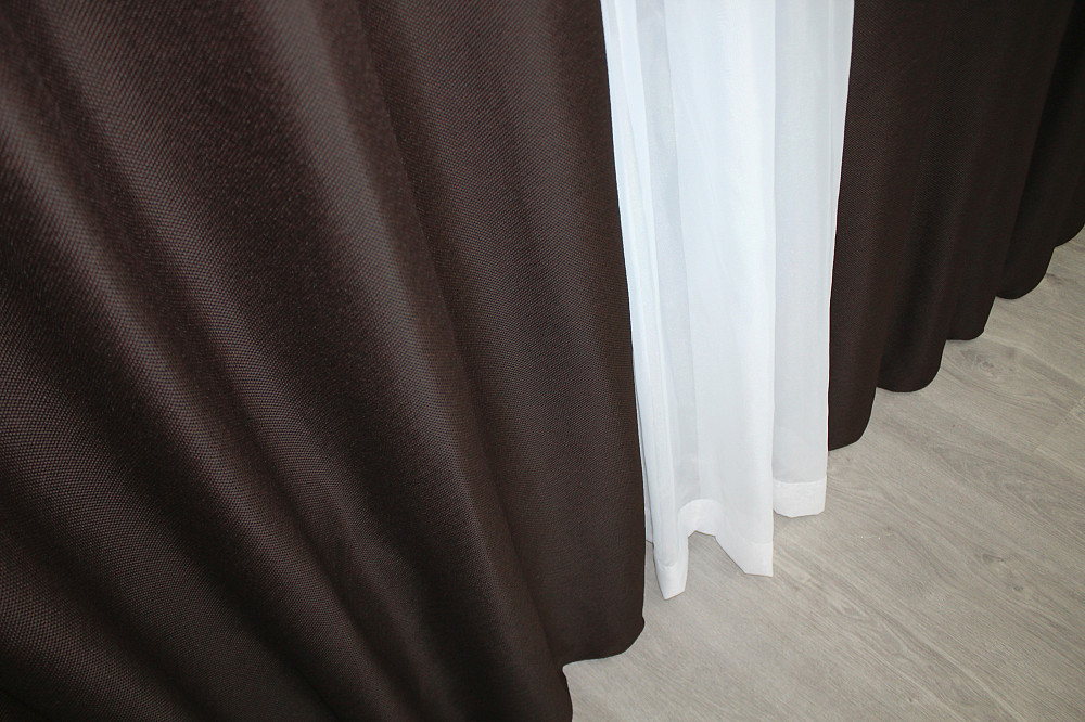 Комплект штор на люверсах VR-Textil Лен-блэкаут Лен Мешковина № 291ш Венге 150х250см 2 шт (37-0003) Киев - изображение 7