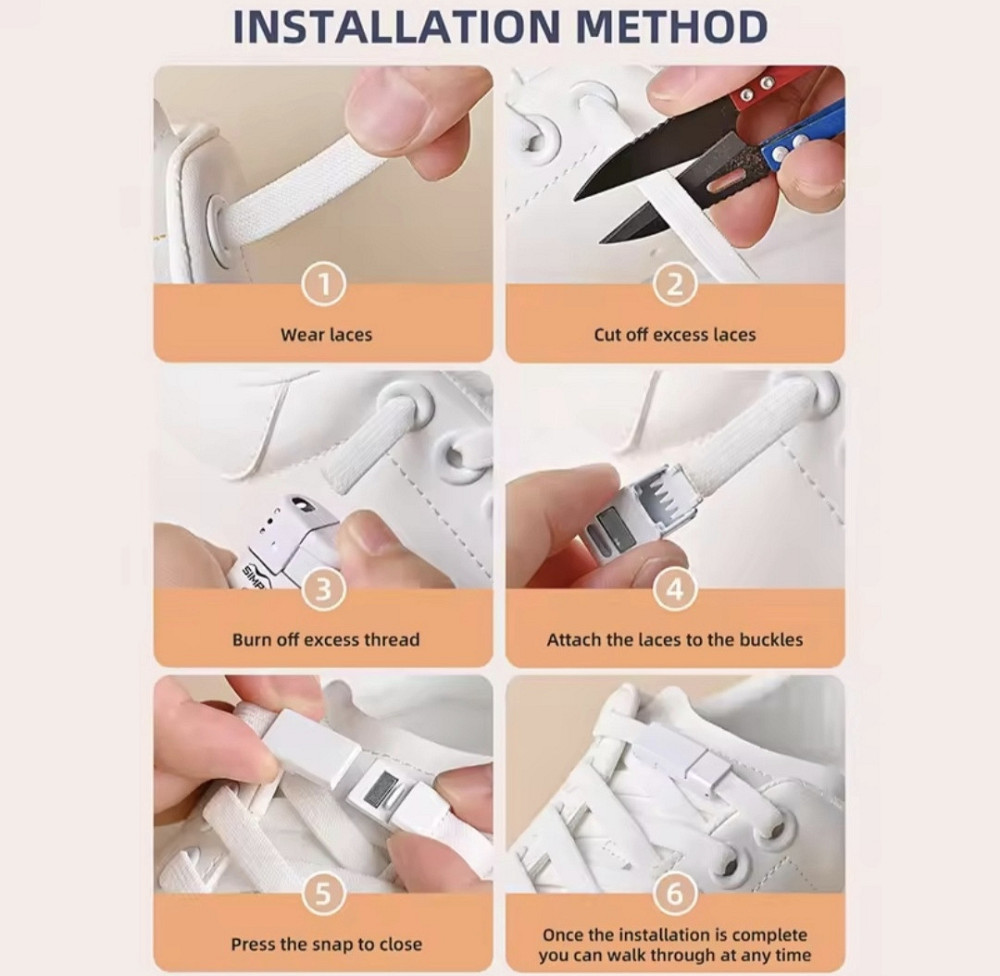 Еластичні шнурки без зав'язок з магнітними застібками в один колір Білий Смела - изображение 2